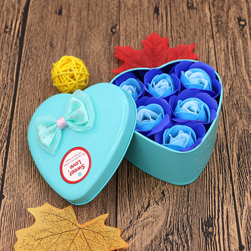 Soap Flower Gift Box Valentine's Day Gift Mother's Day Creative Gifts Bear Flower Rose Heart Shaped Tin Box