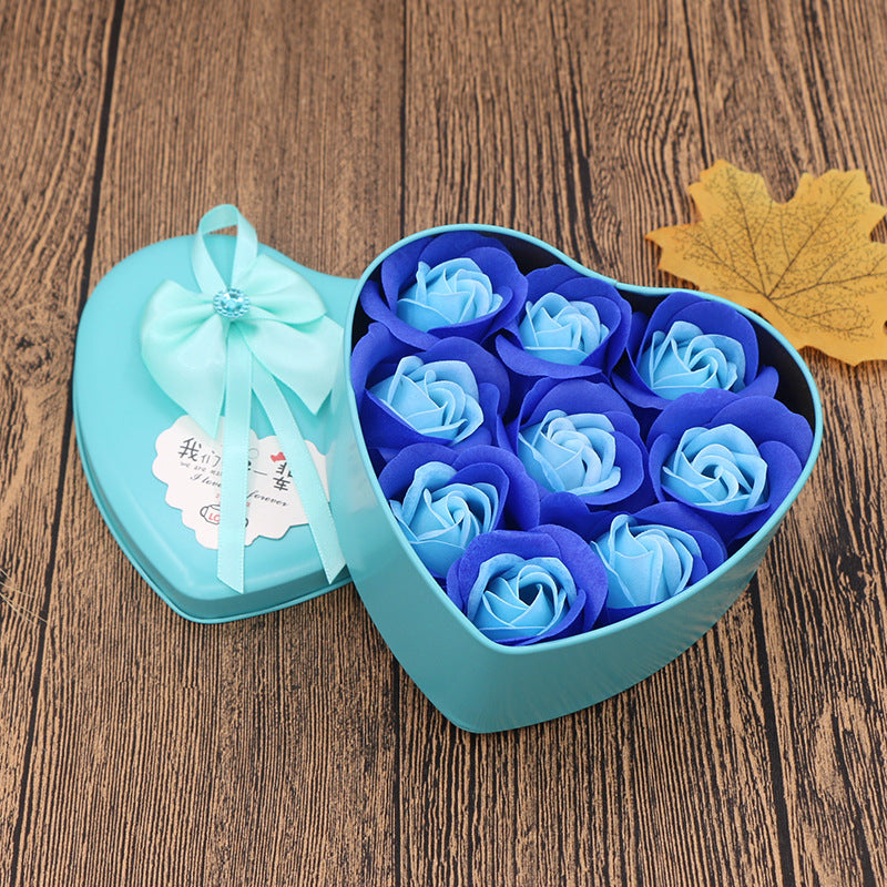 Soap Flower Gift Box Valentine's Day Gift Mother's Day Creative Gifts Bear Flower Rose Heart Shaped Tin Box