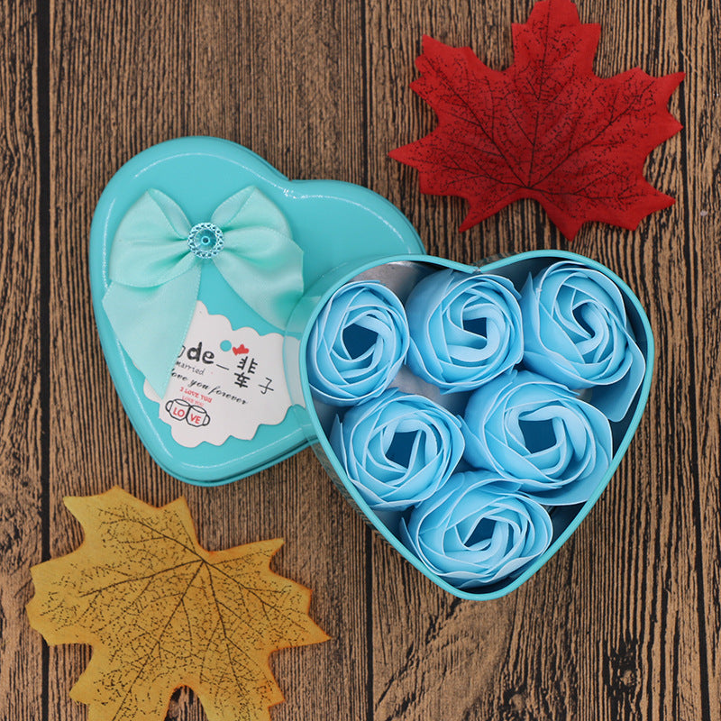 Soap Flower Gift Box Valentine's Day Gift Mother's Day Creative Gifts Bear Flower Rose Heart Shaped Tin Box
